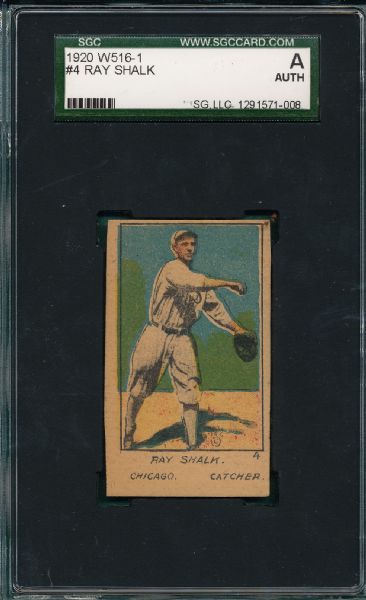 1920 W516-1 #4 Ray Shalk SGC Authentic