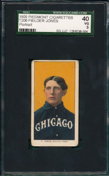 1909-1911 T206 Jones, Fielder, Portrait, Piedmont Cigarettes SGC 40