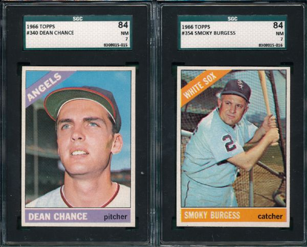 1966 Topps #340 Chance & #354 Burgess Lot of (2) SGC 84