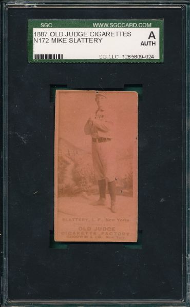 1887 N172 420-4 Mike Slattery Old Judge Cigarettes SGC Authentic
