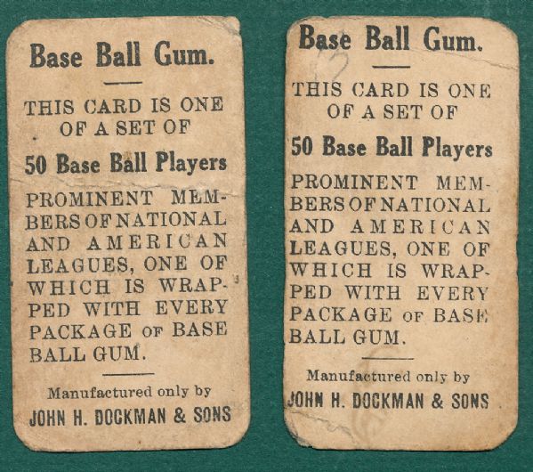 1909 E95 Chase & Seigle Dockman & Sons (2) Card Lot