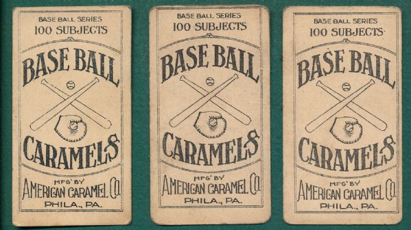 1909-11 E90-1 American Caramels (3) Card Lot W/ Bailey