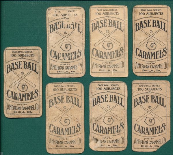 1909-11 E90-1 American Caramels (7) Card Lot W/ Wallace