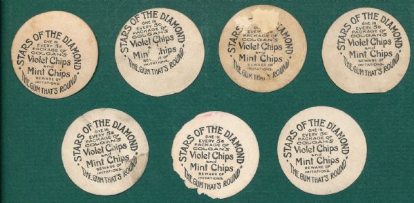 1909-11 E254 Colgan Chips Stars of the Diamond Lot of (7) W/ Snodgrass