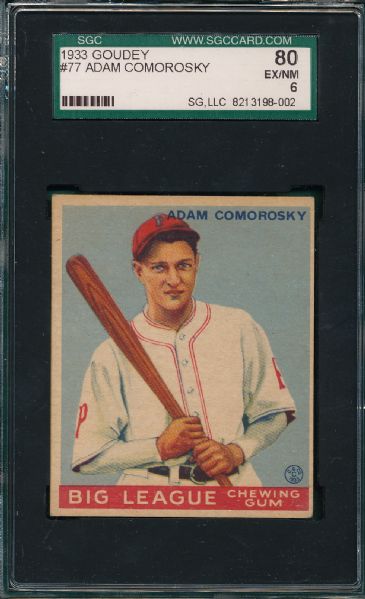 1933 Goudey #77 Adam Comorosky SGC 80
