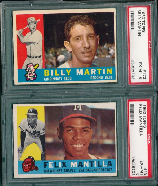1960 Topps Lot of (5) W/ Billy Martin PSA 6