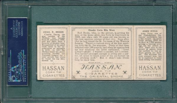 1912 T202 Dooin Gets His Man Titus/Dooin Hassan Cigarettes PSA 4