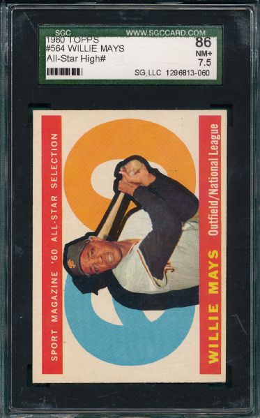 1960 Topps #564 Willie Mays AS SGC 86 *High #*
