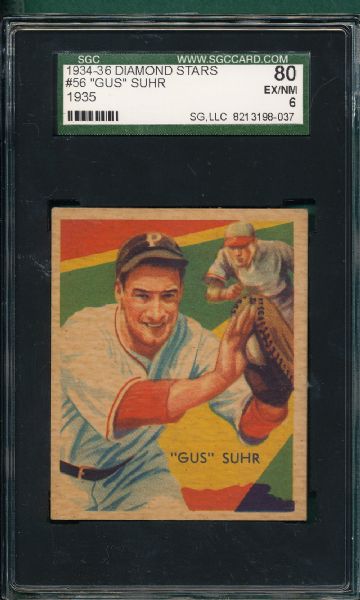 1934-36 Diamond Stars #56 Gus Suhr SGC 80