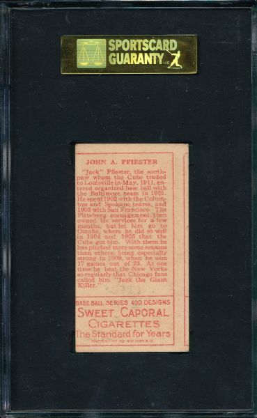 1911 T205 Pfeister Sweet Caporal Cigarettes SGC 50 *Miscut*