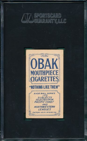 1911 T212-3 Byram Obak Cigarettes SGC 50
