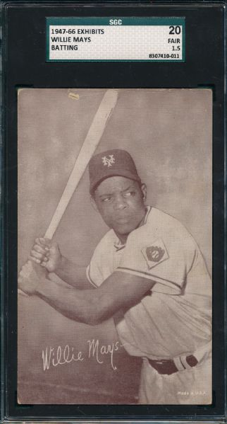 1947-66 Exhibits Willie Mays, Batting, SGC 20