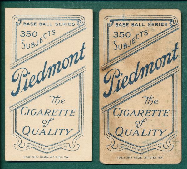 1909-1911 T206 Magee & Anderson Piedmont Cigarettes Lot of (2) 