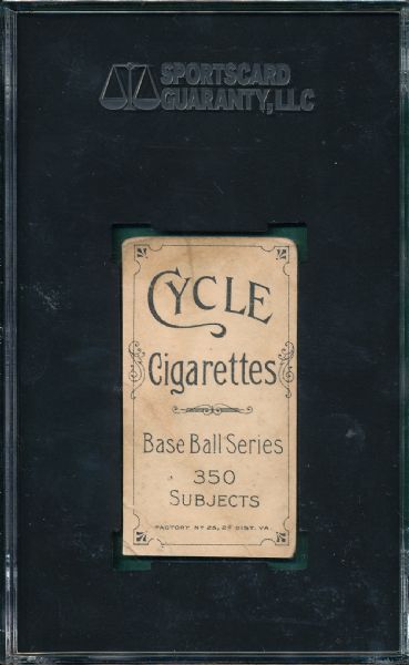 1909-1911 T206 Zimmerman Cycle Cigarettes SGC Authentic *Low Pop*