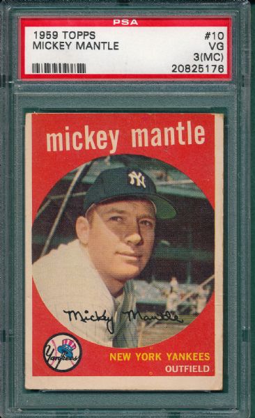 1959 Topps #10 Mickey Mantle PSA 3 (MC)