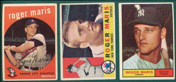 1959-61 Topps Roger Maris (3) Card Lot