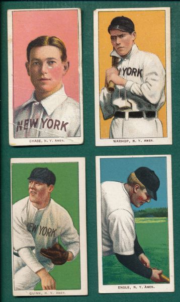 1909-1911 T206 Lot of (4) New York Highlanders W/ Chase, Pink