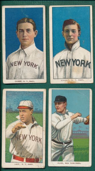 1909-1911 T206 Lot of (4) New York Highlanders W/ Chase, Blue