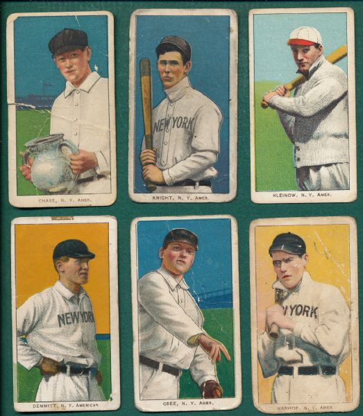 1909-1911 T206 Lot of (6) New York Highlanders W/ Chase, Trophy