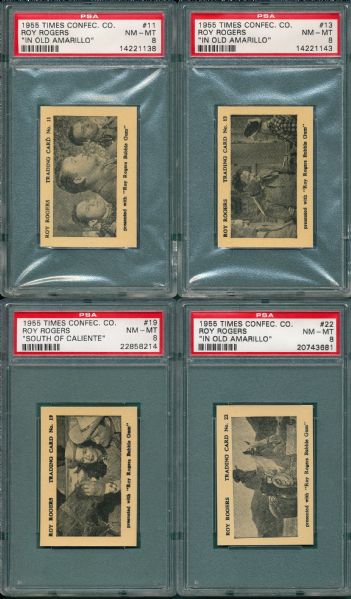 1955 Times Confectionery Roy Rogers Lot of (8) PSA 8
