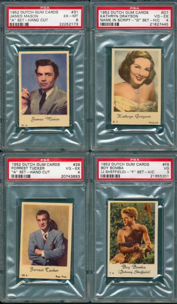 1952 Dutch Gum Cards Lot of (4) W/ James Mason