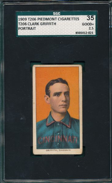 1909-1911 T206 Griffith, Portrait, Piedmont Cigarettes SGC 35