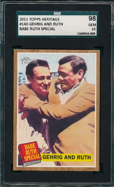 2011 Topps Heritage #140 Gehrig & Ruth SGC 98