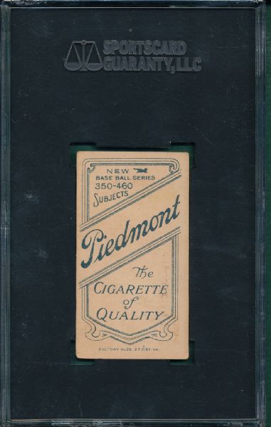 1909-1911 T206 McGraw, Portrait W/ Cap, Piedmont Cigarettes SGC 60