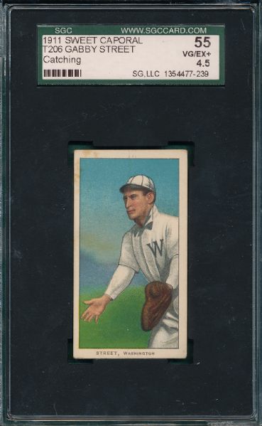1909-1911 T206 Street, Catching, Sweet Caporal Cigarettes SGC 55