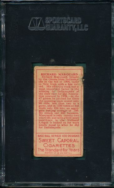 1911 T205 Marquard Sweet Caporal Cigarettes SGC Authentic