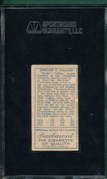 1911 T205 Collins, Mouth Open, Piedmont Cigarettes SGC 20