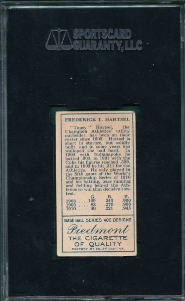1911 T205 Hartsel Piedmont Cigarettes SGC 40