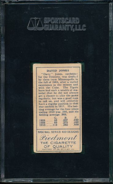 1911 T205 Jones, David, Piedmont Cigarettes SGC 30