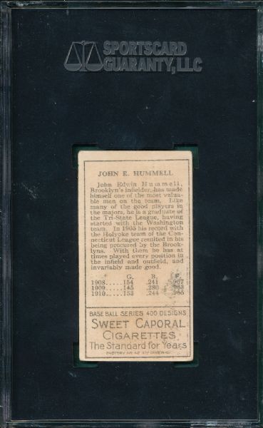 1911 T205 Hummell Sweet Caporal Cigarettes SGC 50