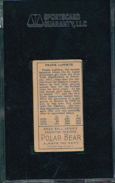 1911 T205 LaPorte Polar Bear Tobacco SGC 30