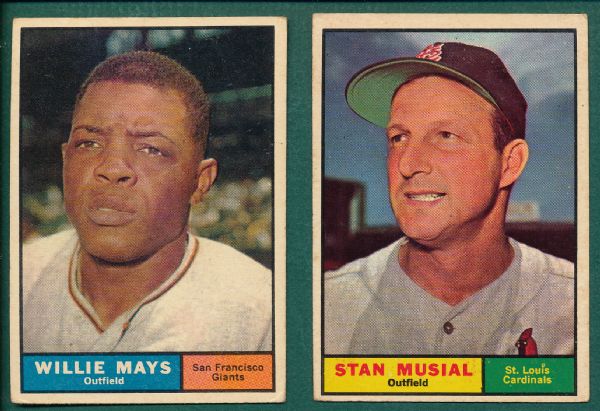 1961 Topps #150 Willie Mays & #290 Stan Musial Lot of (2)