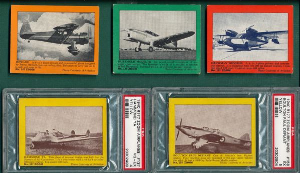 1940s R177 Zoom Airplanes, Colored, Lot of (5) PSA