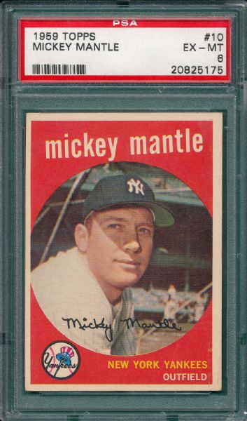 1959 Topps #10 Mickey Mantle PSA 6