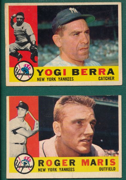 1960 Topps #377 Maris & #480 Berra 