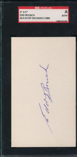 Lot of (5) Autographed 3 X 5 Index Cards of Deceased HOFers, SGC Authenticated W/ Terry