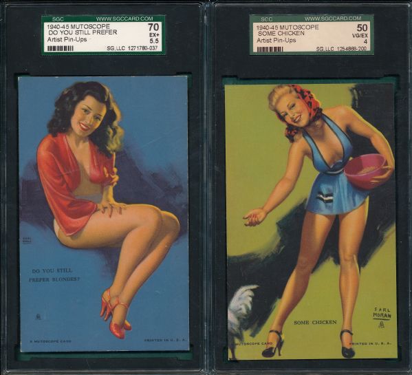 1940-45 Mutoscope Artist Pin-Ups (2) Card Lot SGC