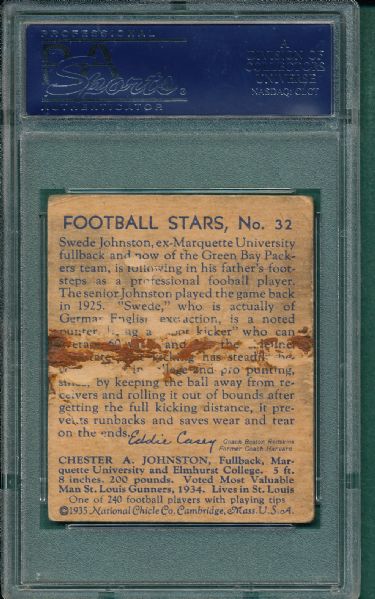 1935 National Chicle FB #32 Chester Johnston PSA 1