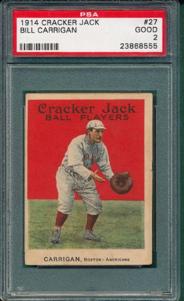 1914 Cracker Jack #27 Bill Carrigan PSA 2