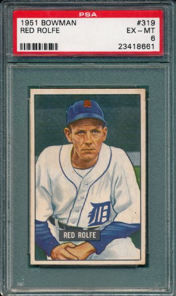 1951 Bowman #319 Red Rolfe PSA 6 *High #*