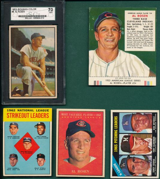 1953-66 Sandy Koufax and Al Rosen Lot of (5)
