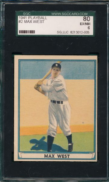 1941 Play Ball #2 Max West SGC 80