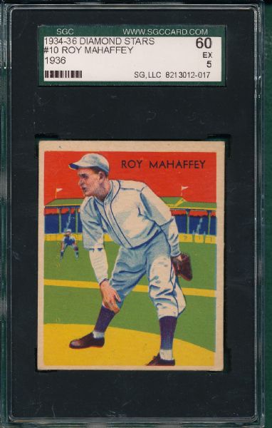 1934-36 Diamond Stars #10 Roy Mahaffey SGC 60