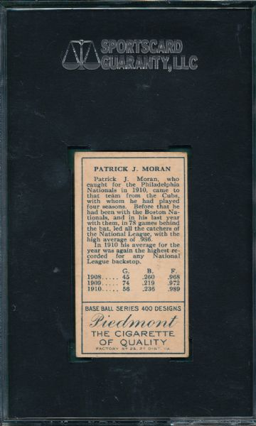 1911 T205 Patrick Moran Piedmont Cigarettes SGC 60