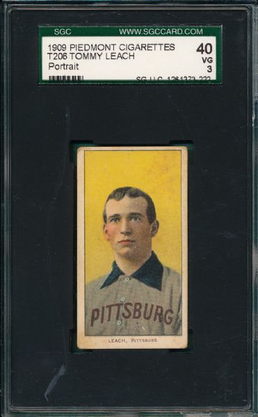 1909-1911 T206 Leach, Portrait, Piedmont Cigarettes SGC 40