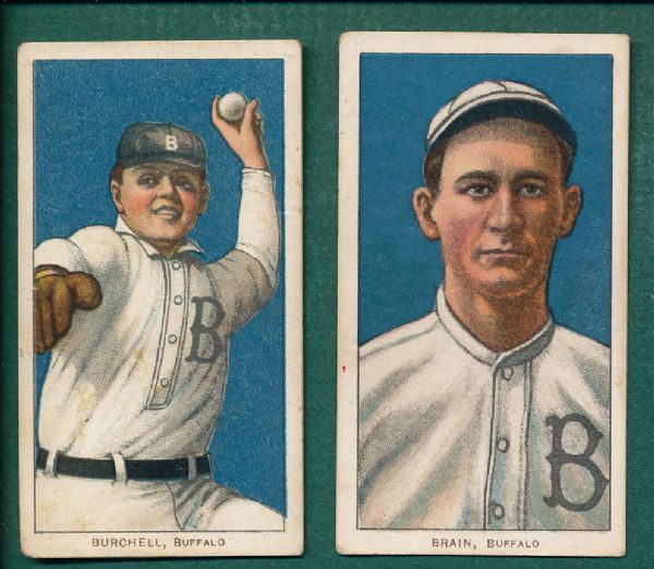 1909-1911 T206 Brain & Burchell (2) Card Lot